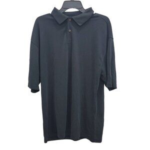 Firethorn Men's Black Textured Stripe Rayon Blend Short Sleeve Golf Polo Sz L‎